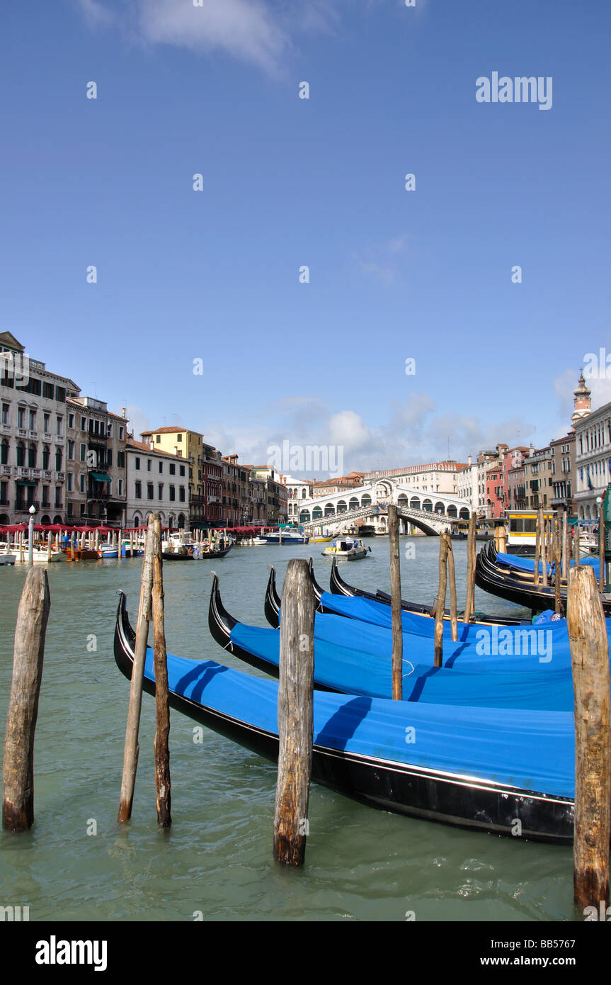 Gondolas on Grand Canal, Venice, Venice Province, Veneto Region, Italy Stock Photo
