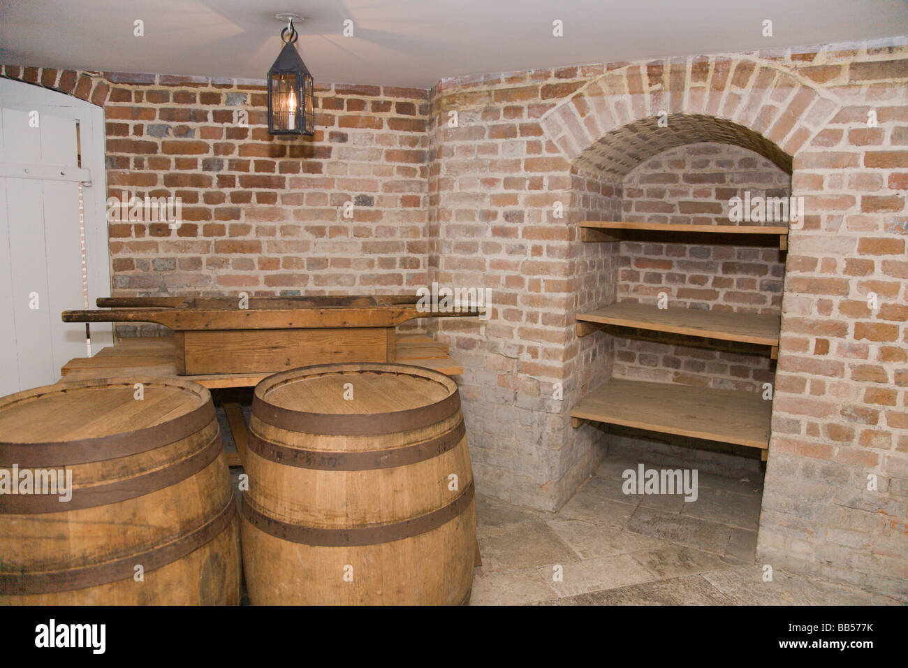 Wine cellar on the grounds of the Governor's Palace in Colonial Williamsburg Stock Photo Alamy