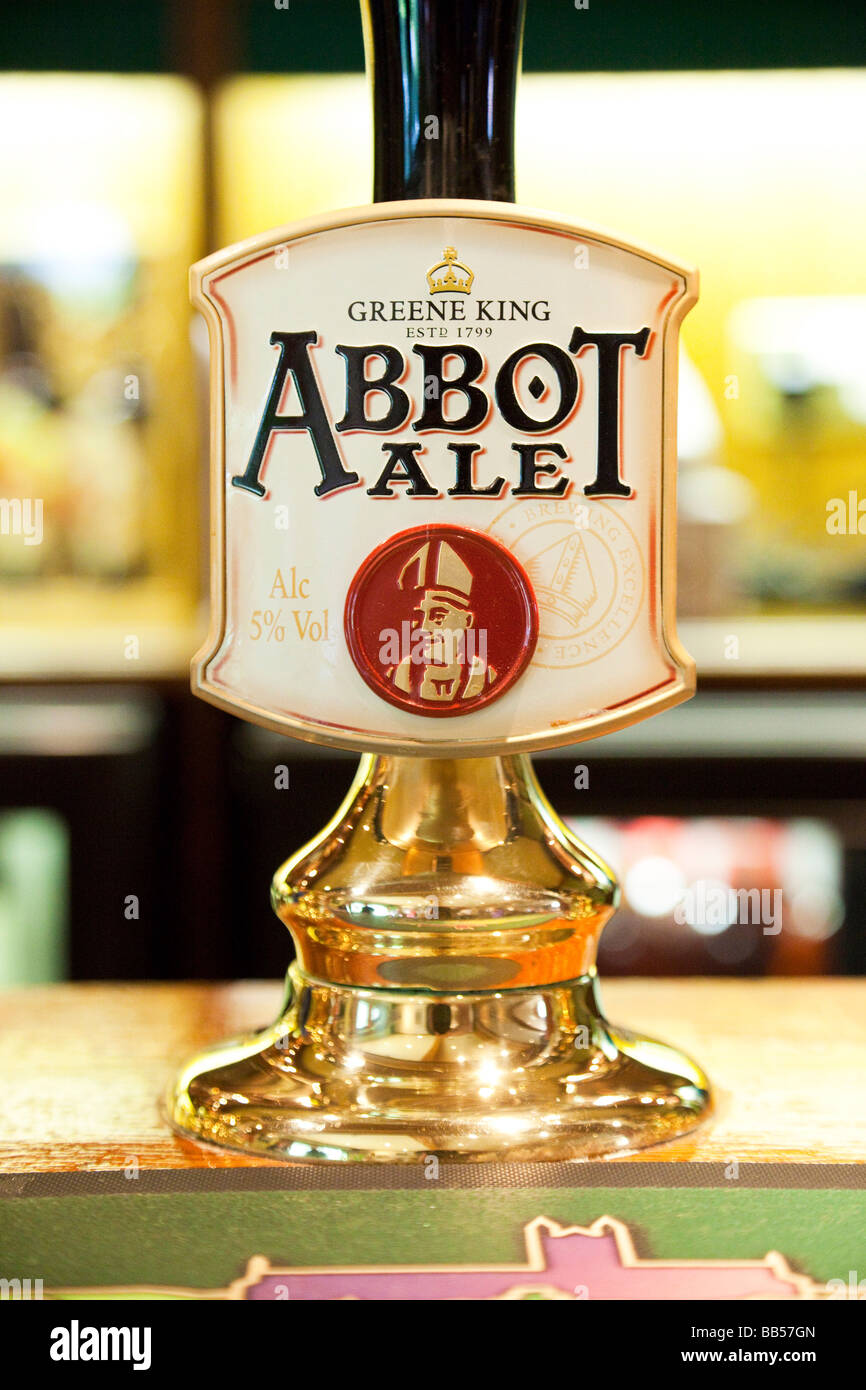 Greene King Abbot Ale beer pump Stock Photo