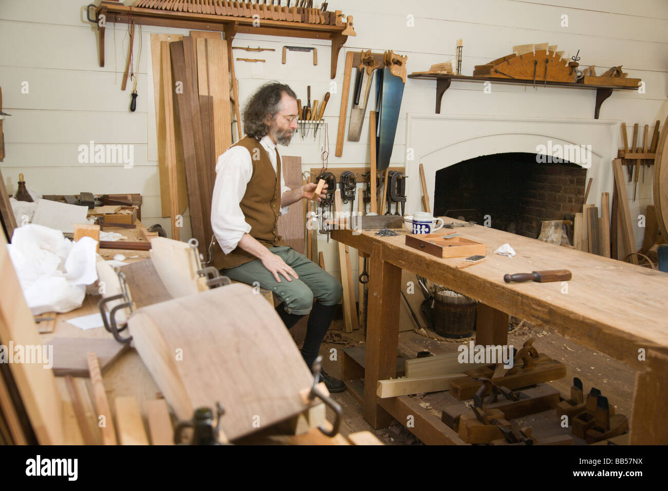 Cabinet Maker S Workshop In Colonial Williamsburg Virginia Stock