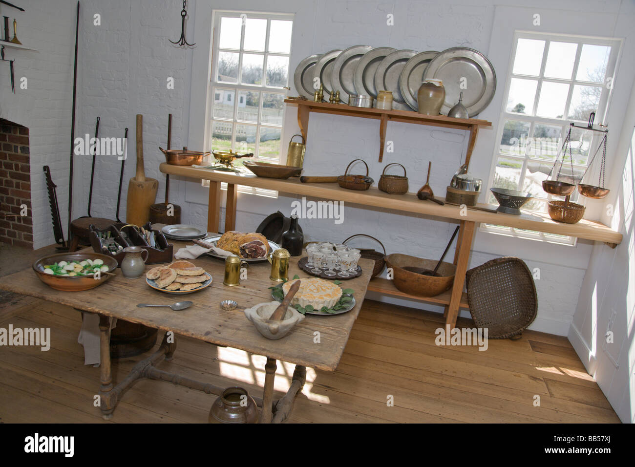 Kitchen at Wetherburn's Tavern in Colonial Williamsburg, Virginia Stock ...