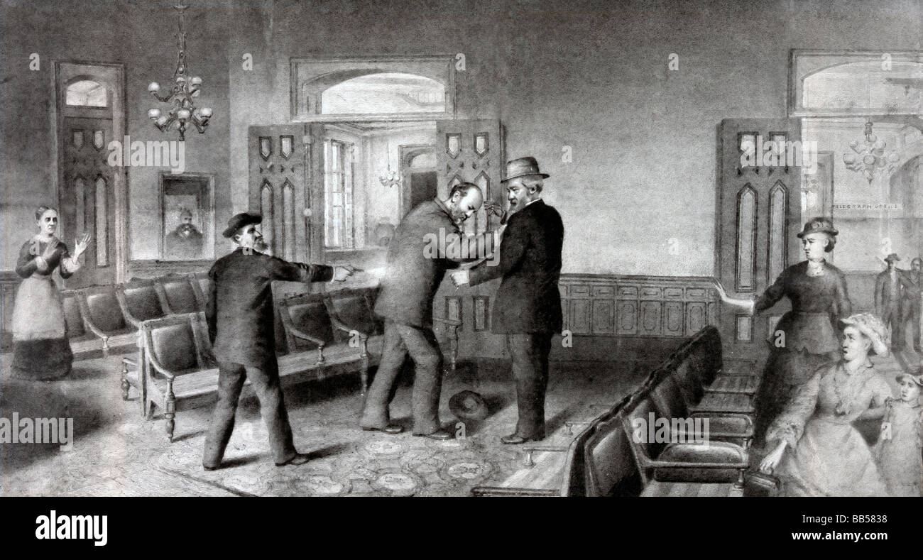 President Garfield assassination on July 2, 1881 Stock Photo
