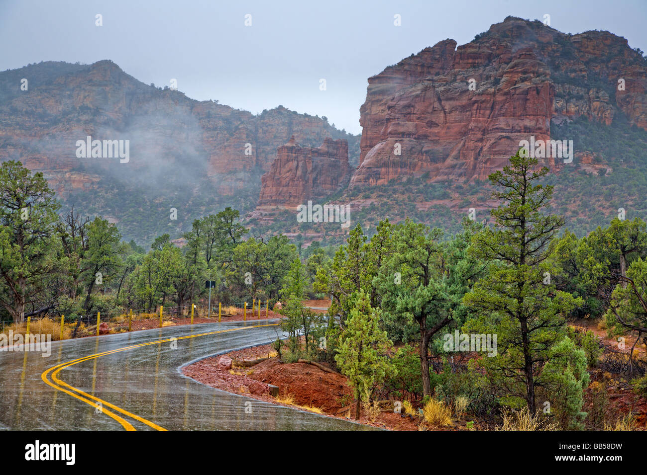 Red Rocks in Arizona in rainy weather Stock Photo Alamy
