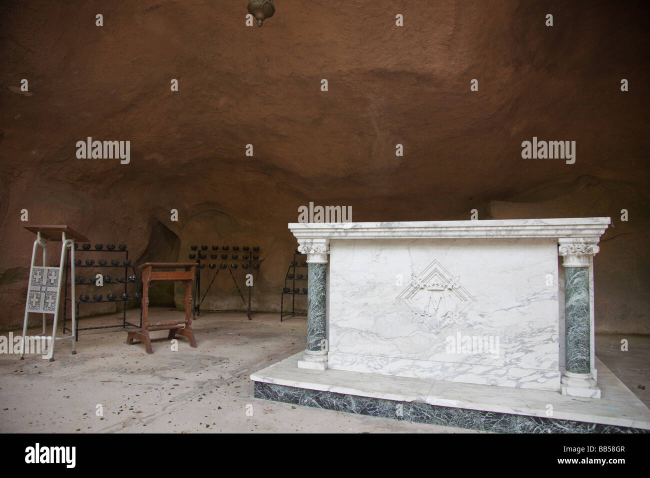 The Lower Gardens of Mount St. Sepulchre houses the Grotto of Lourdes, a replica of the original shrine in Lourdes, France. Stock Photo