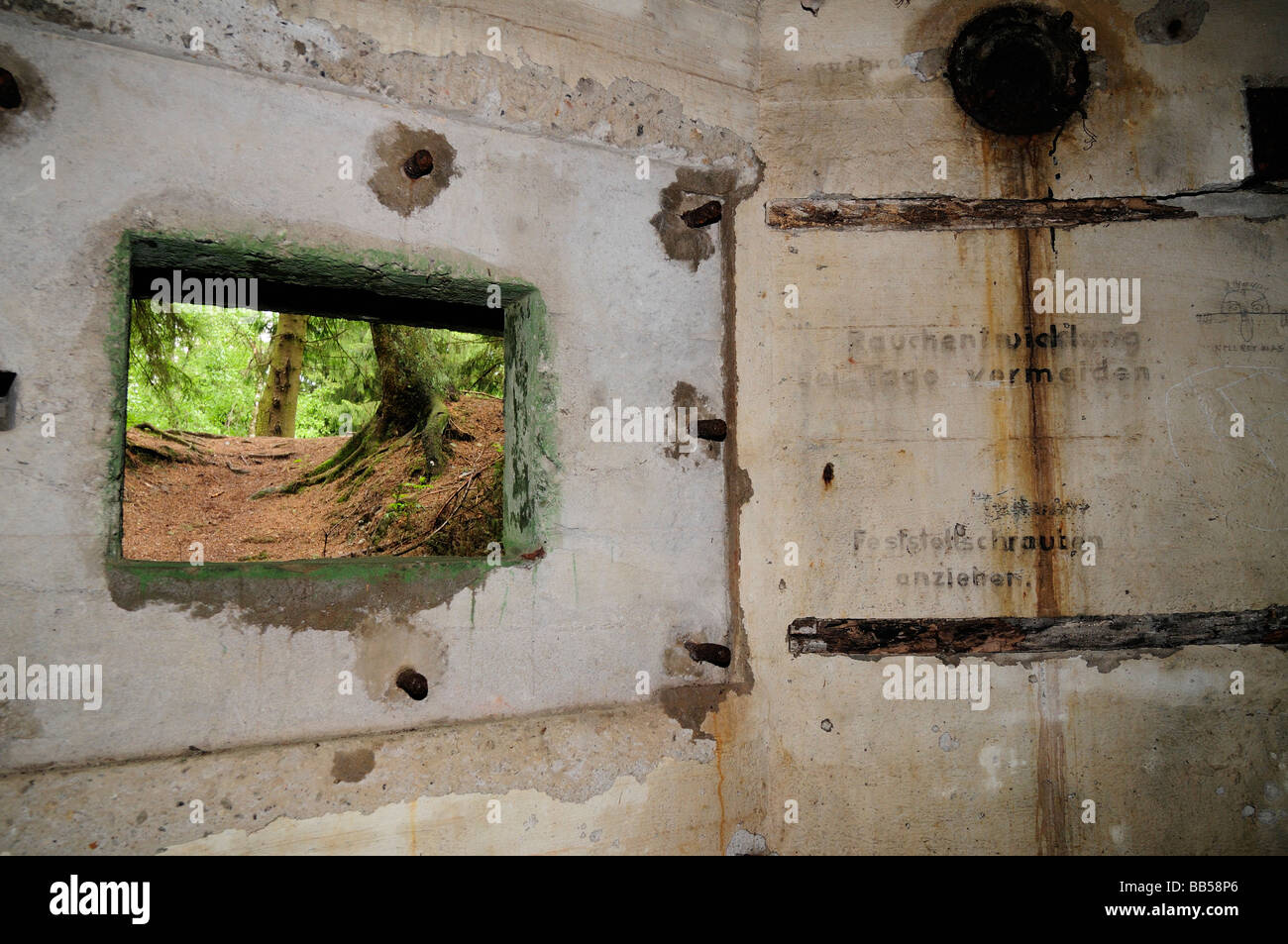 Interior of Siegfried Line bunker, Huertgen Forest, Eifel ...