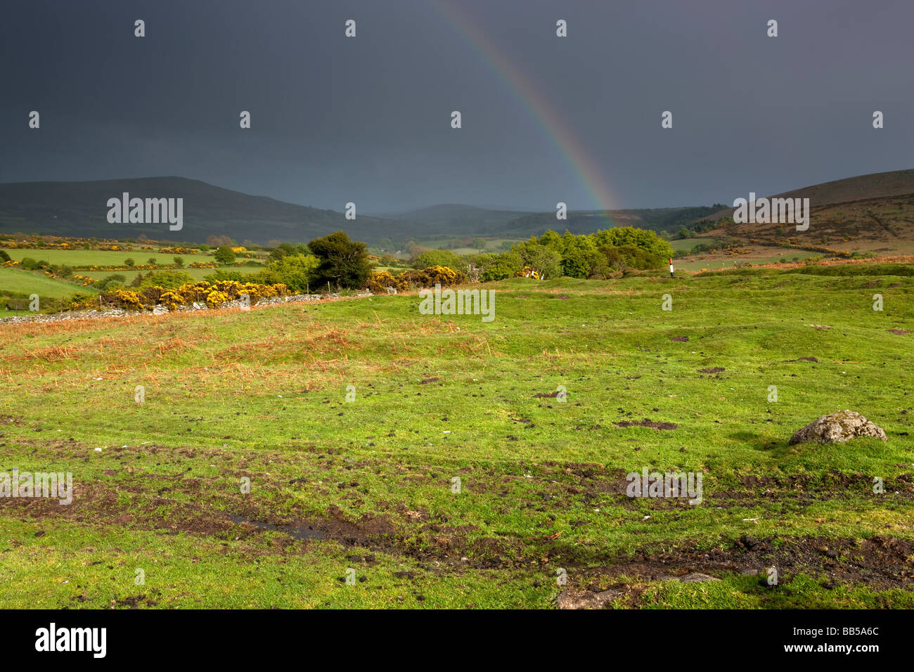 Rainbow. Dartmoor. Devon. England. Europe Stock Photo