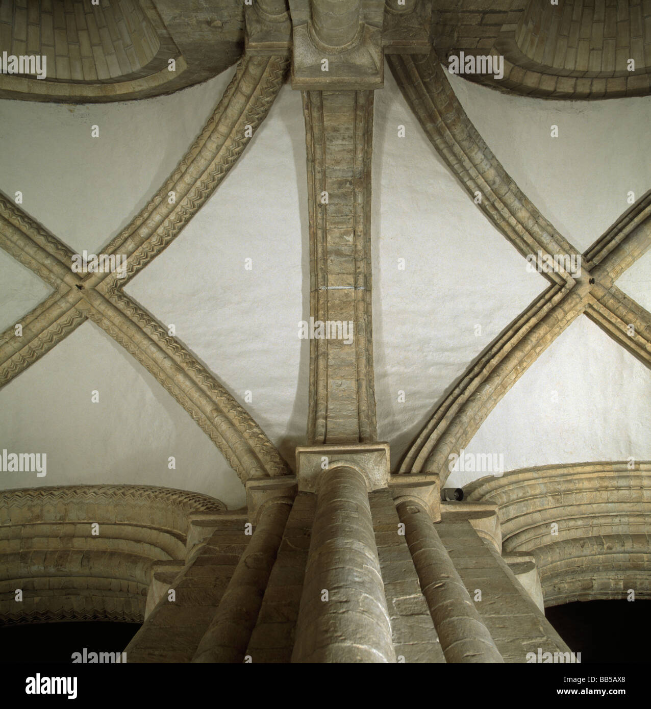 Durham Cathedral vaulting in south nave aisle Stock Photo