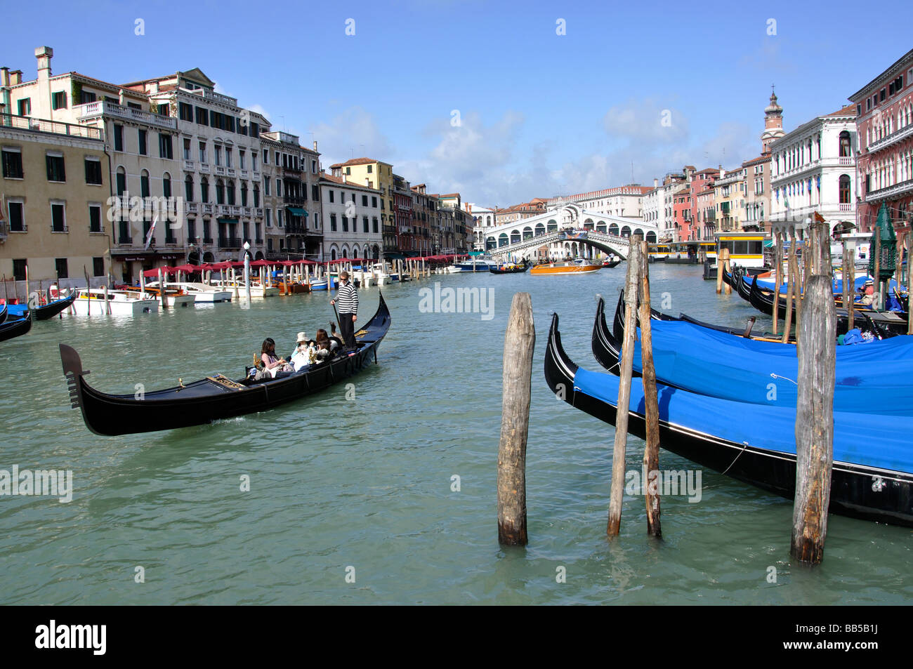 Gondola on Grand Canal, Venice, Venice Province, Veneto Region, Italy Stock Photo