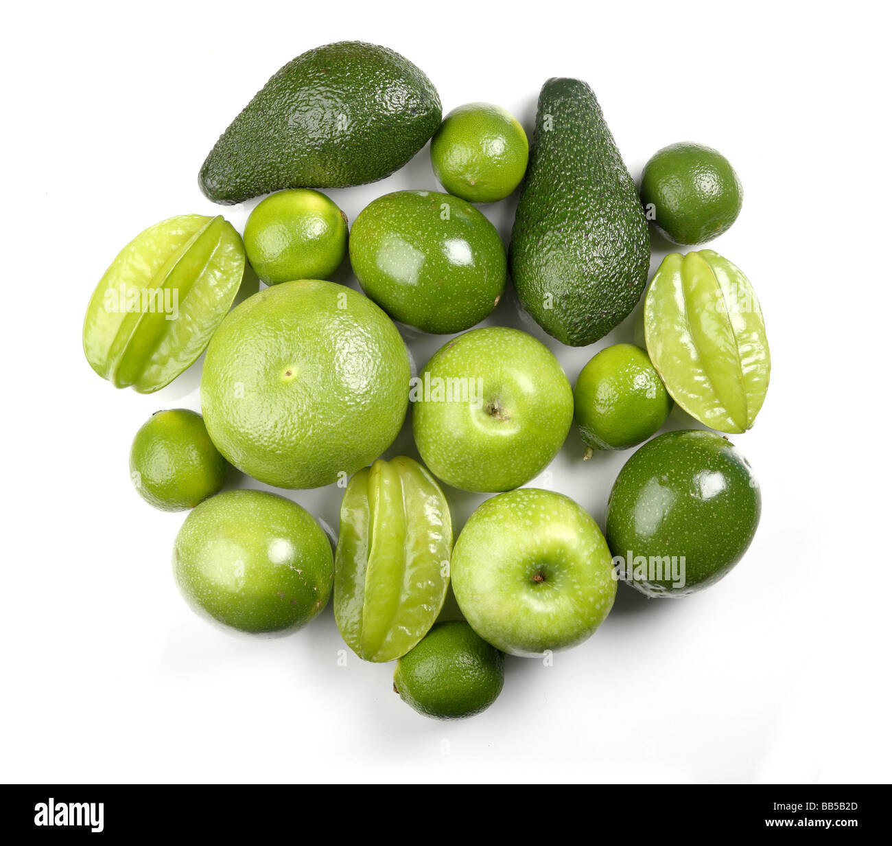Composition of green citrus fruits Stock Photo