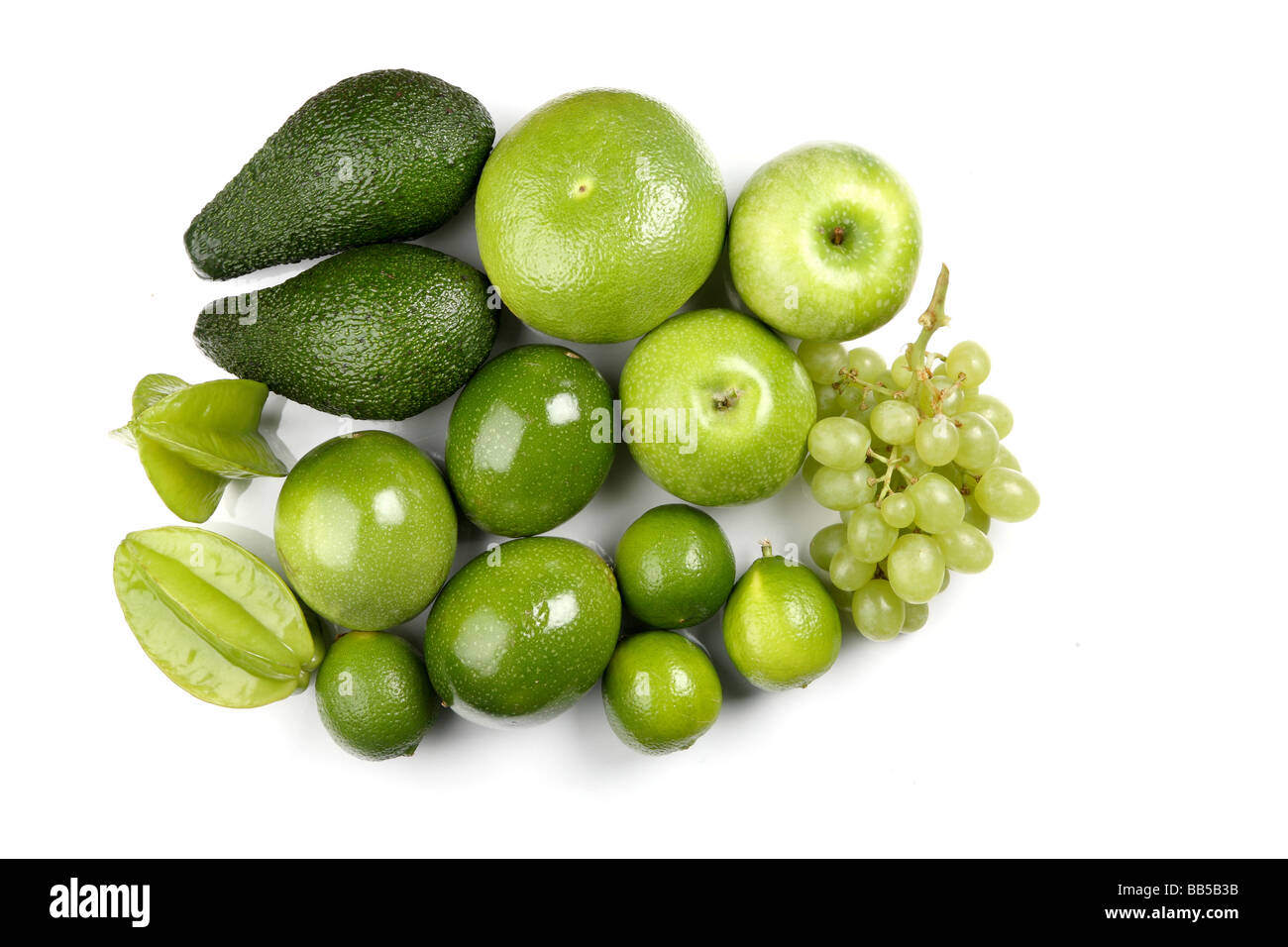 Composition of green citrus fruits Stock Photo