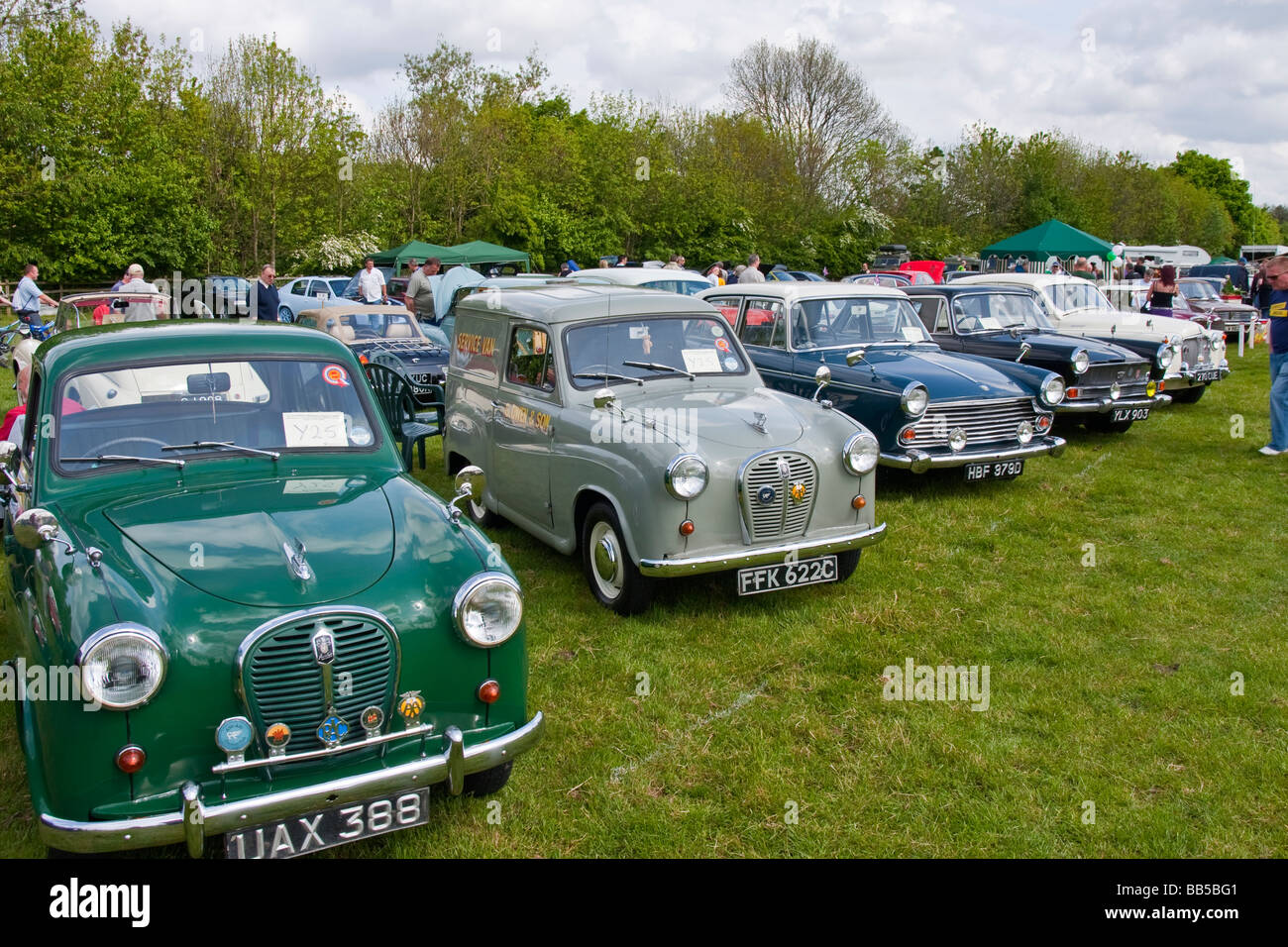 vintage and classic vehicles at a show Stock Photo