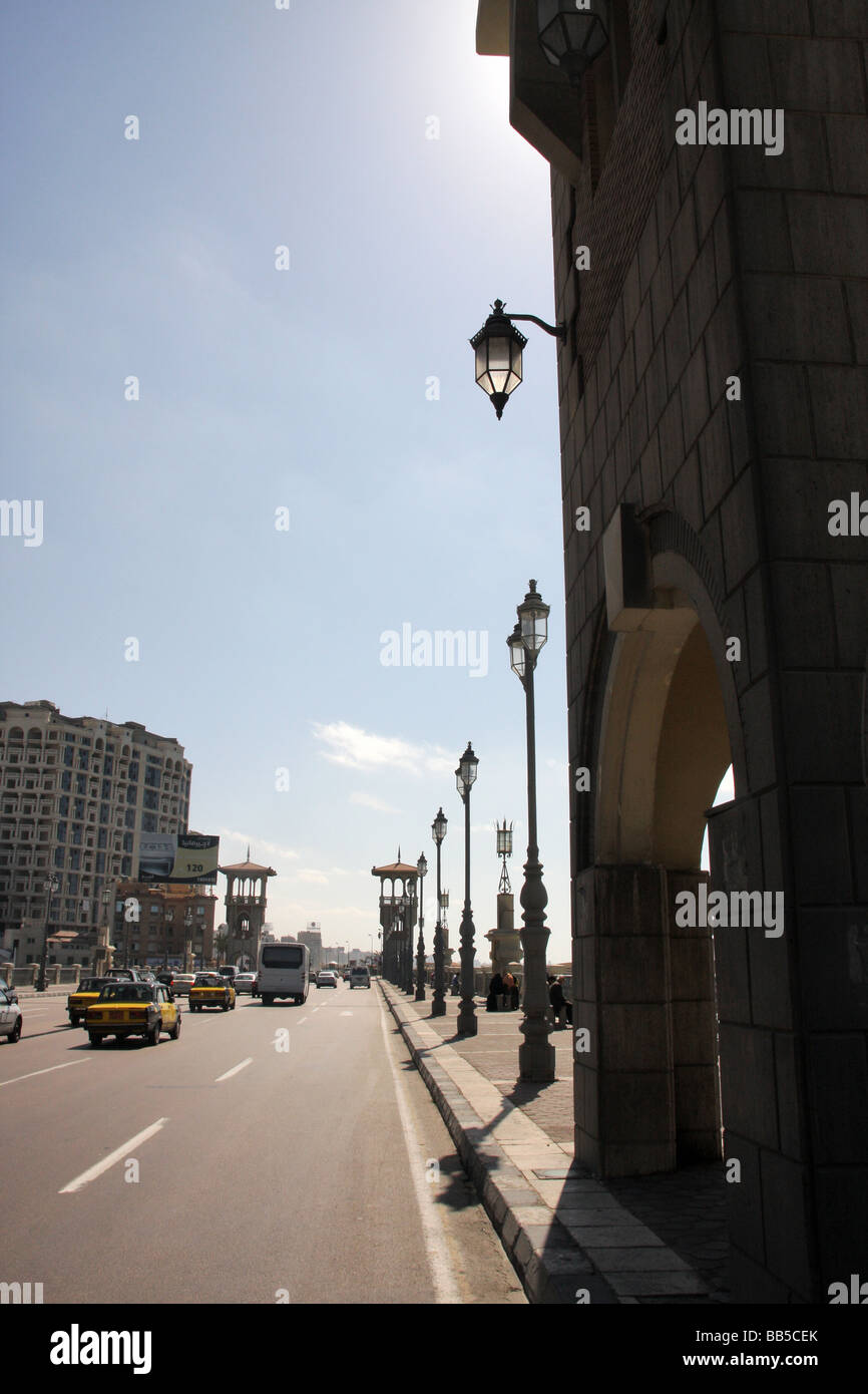 New Bridge Streetscene, Alexandria, Egypt Stock Photo