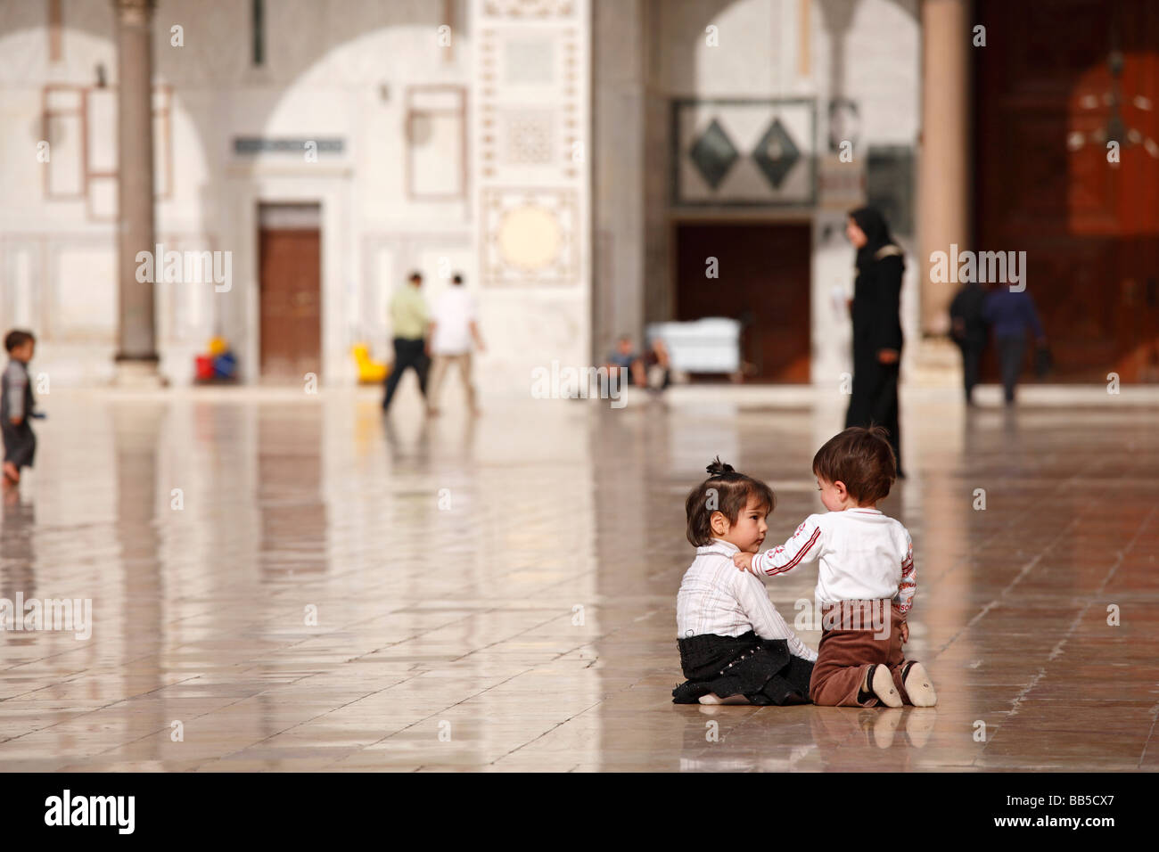 The Courtyard of the Great Umayyad Mosque, Damascus Stock Photo