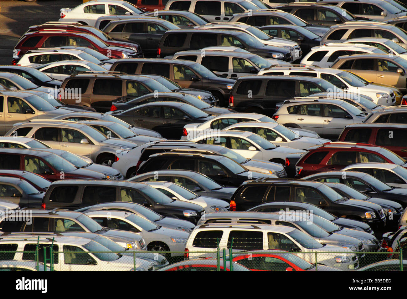 New cars waiting at harbour for shipment to dealers Honolulu Oahu Hawaii USA Stock Photo