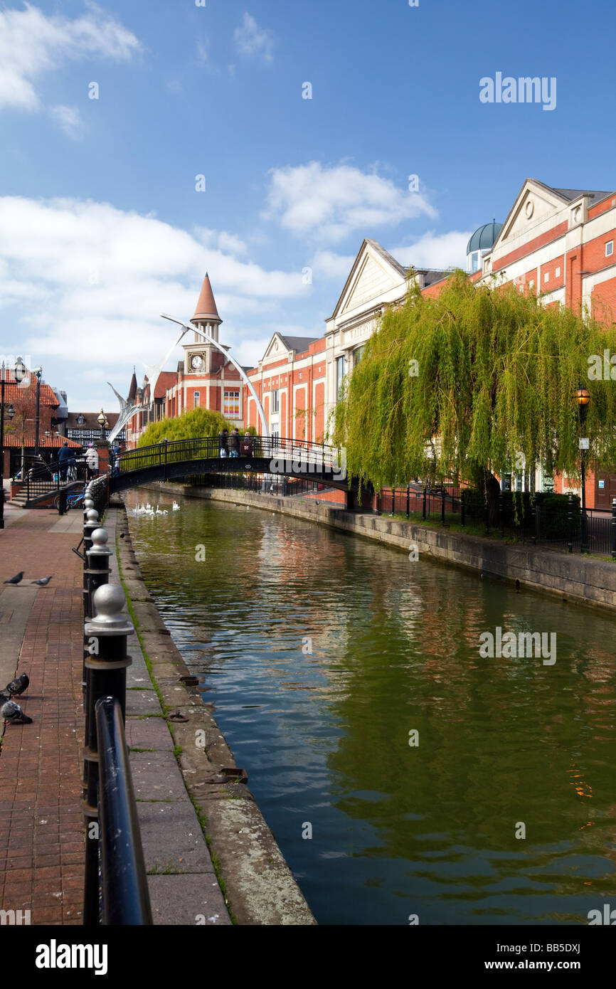 Fossdyke and the Witham canal, Lincoln, Lincolnshire, England. Brayford Pool, Lincoln, is where the Fossdyke Navigation, a canal Stock Photo