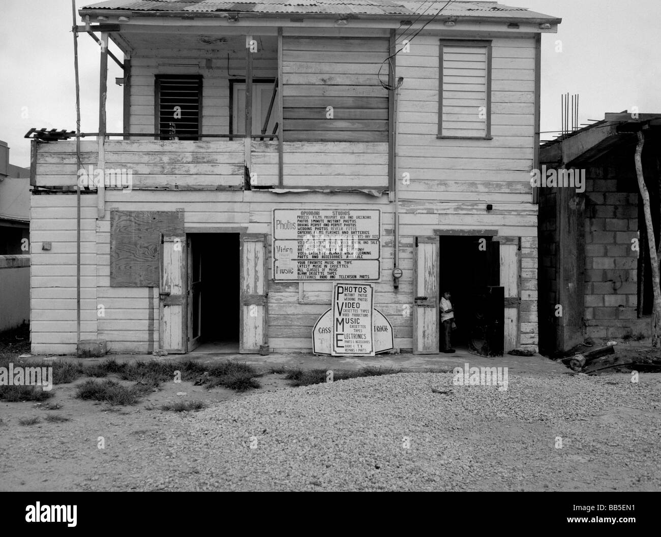 Traditional wooden building in the town of Corozal, Belize, Central ...