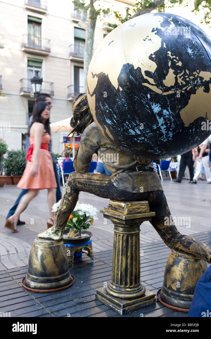 Street entertainment in Barcelona Spain Stock Photo