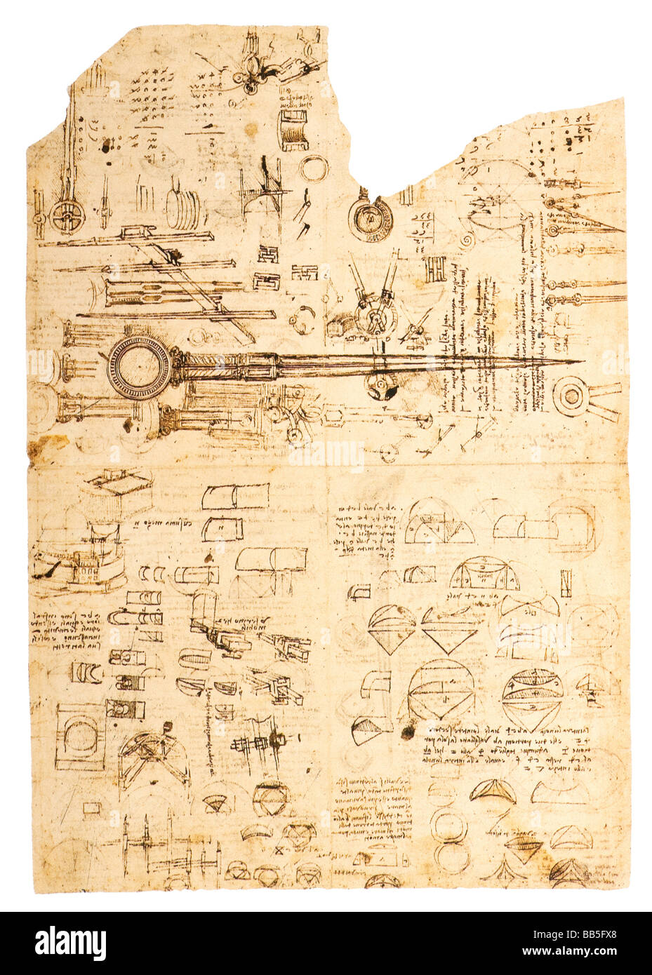 Compass dividers by Leonardo da Vinci 1514 pen ink Stock Photo