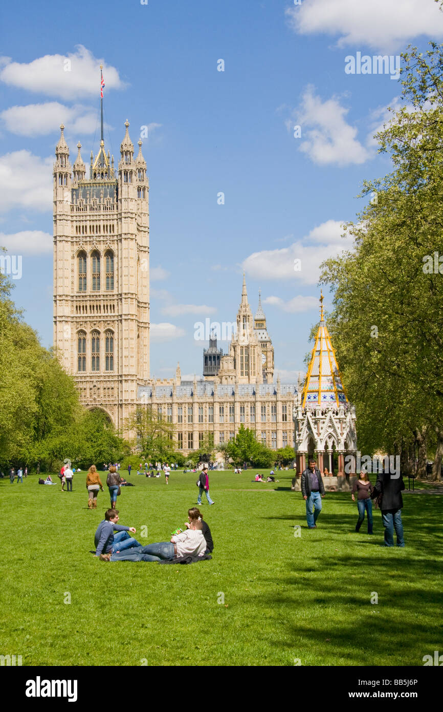 Houses of Parliament Victoria Tower Gardens Westminster London England