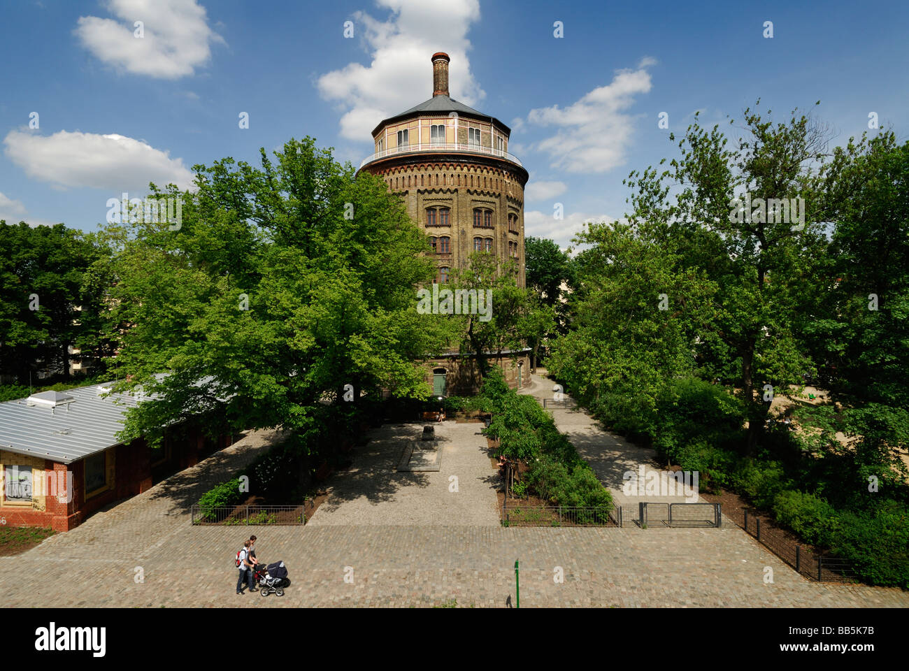 Berlin Germany Wasserturm brick water tower designed by Henry Gill and built by the English Waterworks Company (1877) in Prenzlauer Berg Stock Photo