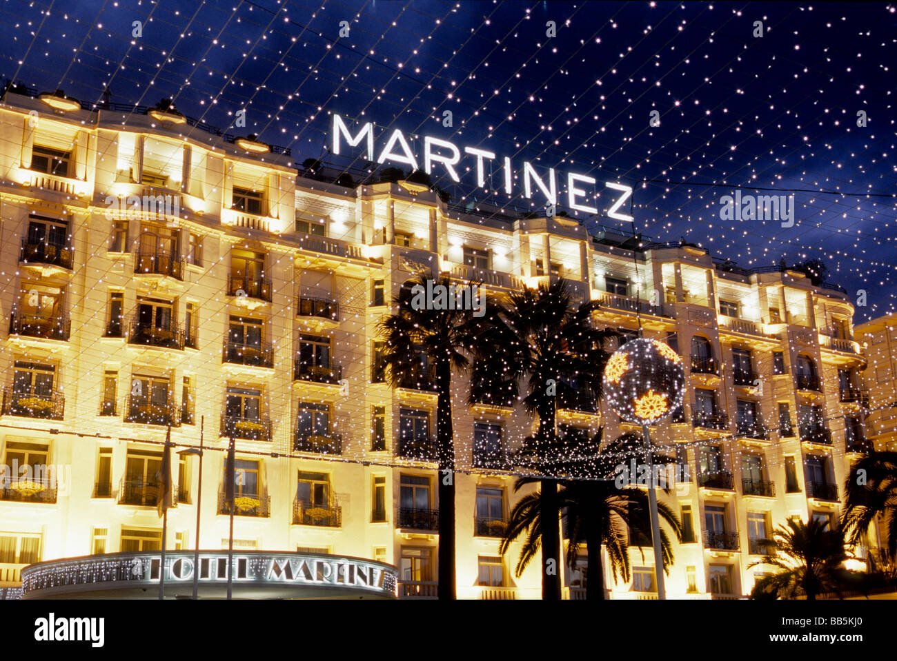 The Martinez hotel in Cannes with Christmas decoration Stock Photo