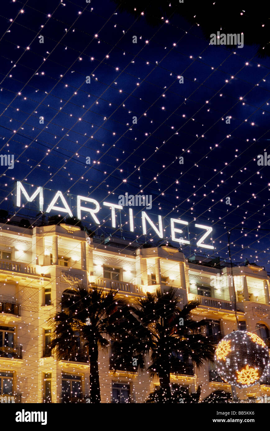 The Martinez PAlace Hotel in Cannes during Christmas time Stock Photo