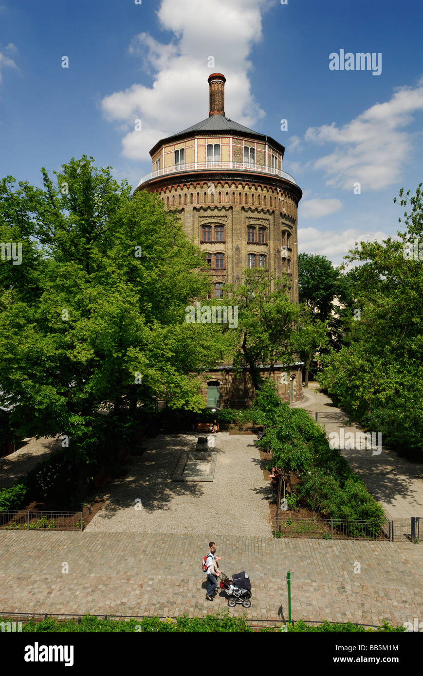 Berlin Germany Wasserturm brick water tower designed by Henry Gill and built by the English Waterworks Company (1877) in Prenzlauer Berg Stock Photo