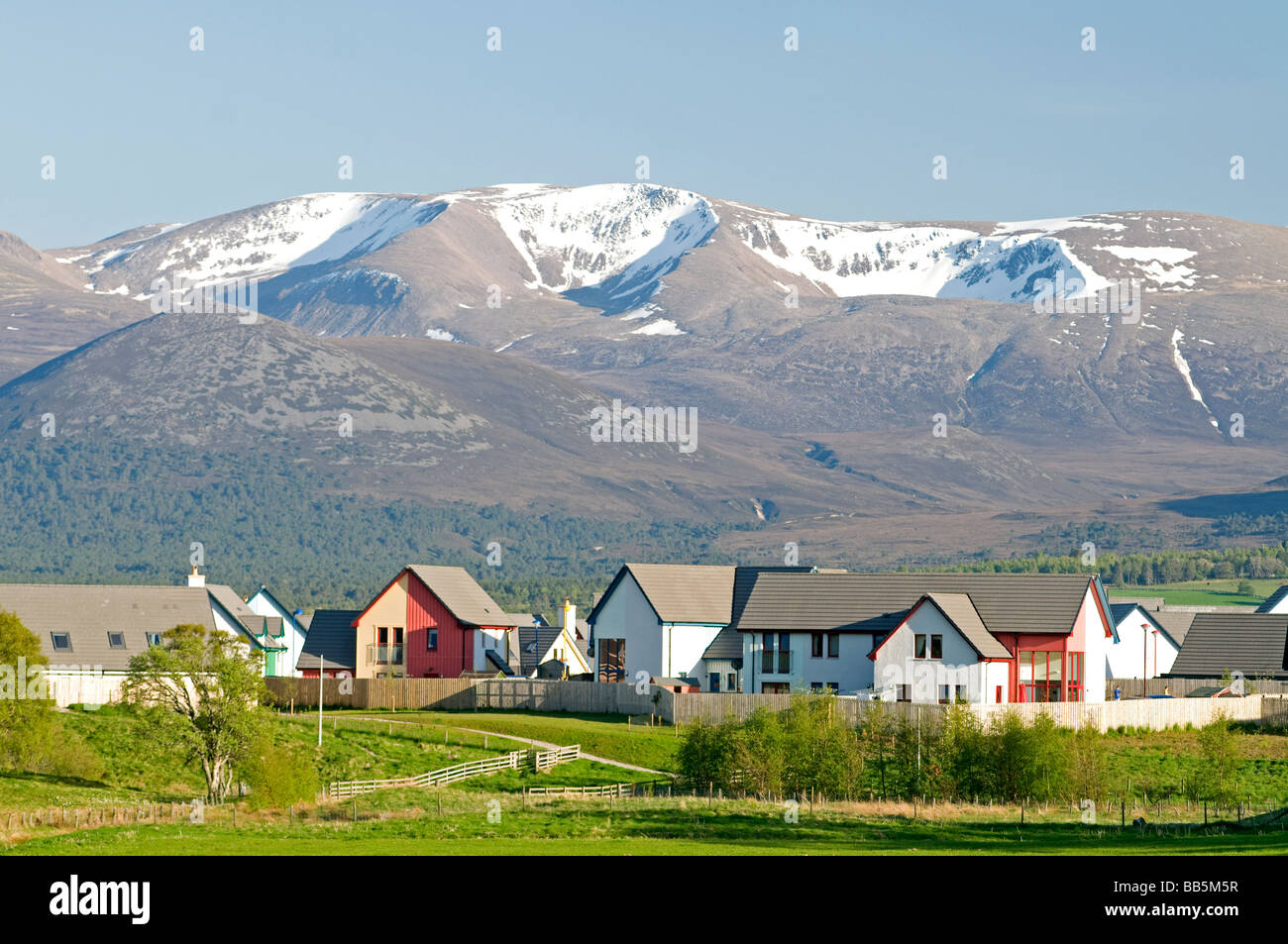 Aviemore village in the foothills of the Cairngorm mountains Inverness-shire Highland Region Scotland Stock Photo