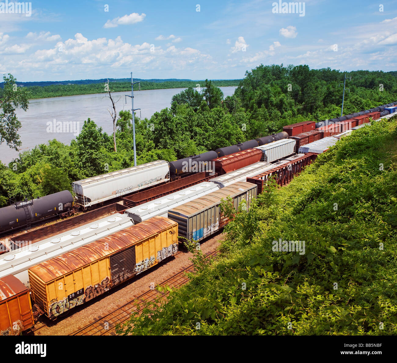 Kansas, USA, freight trains, elevated view Stock Photo Alamy
