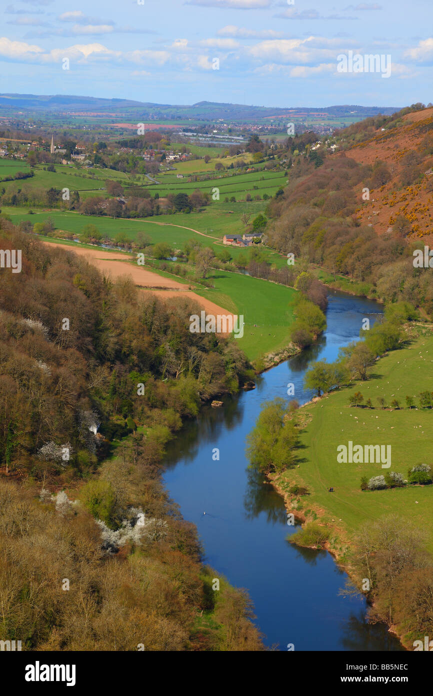 The River Wye and Ross-on-Wye taken from Symonds Yat viewing area Stock Photo