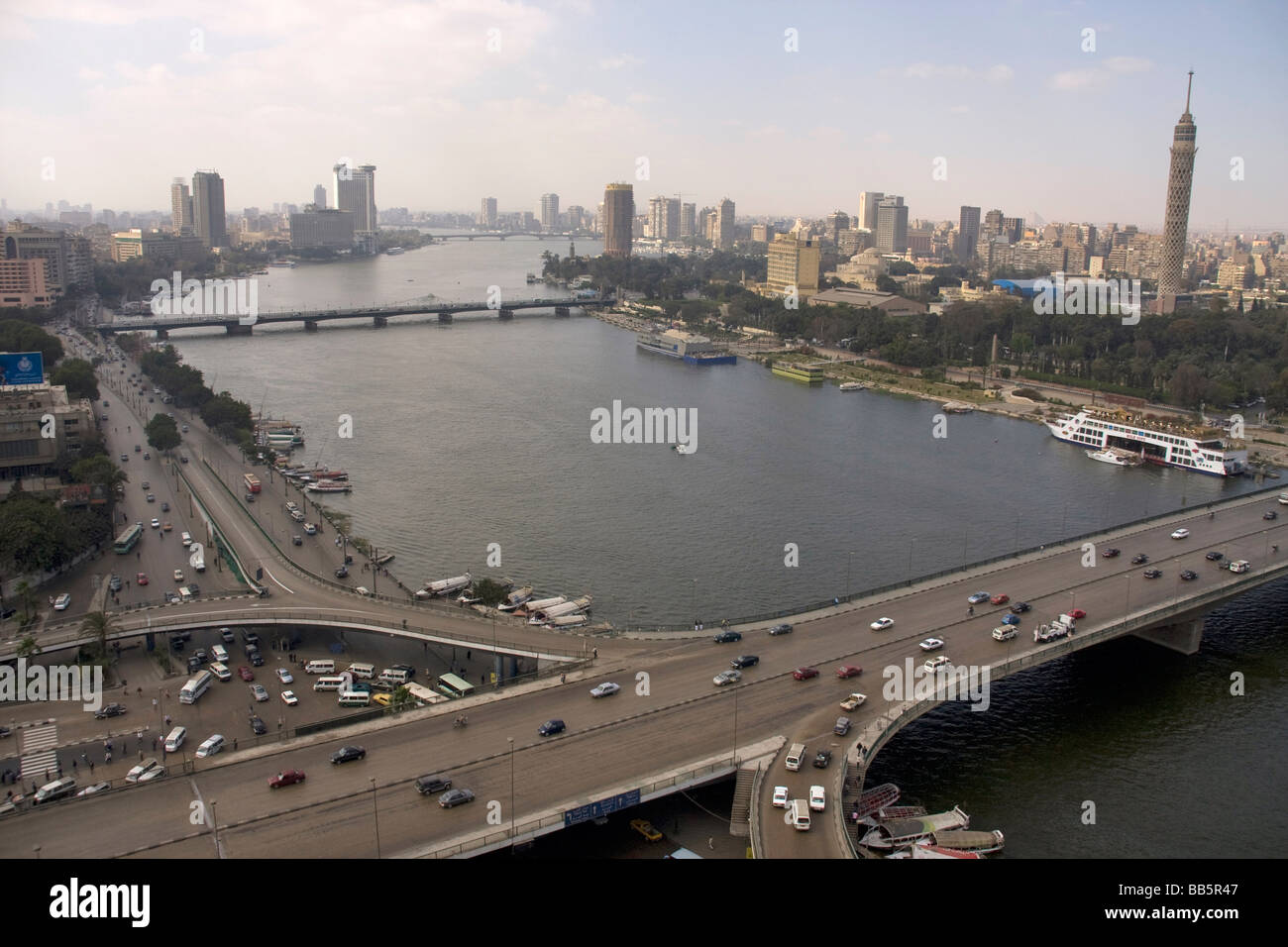 cairo by day looking over river nile Stock Photo Alamy