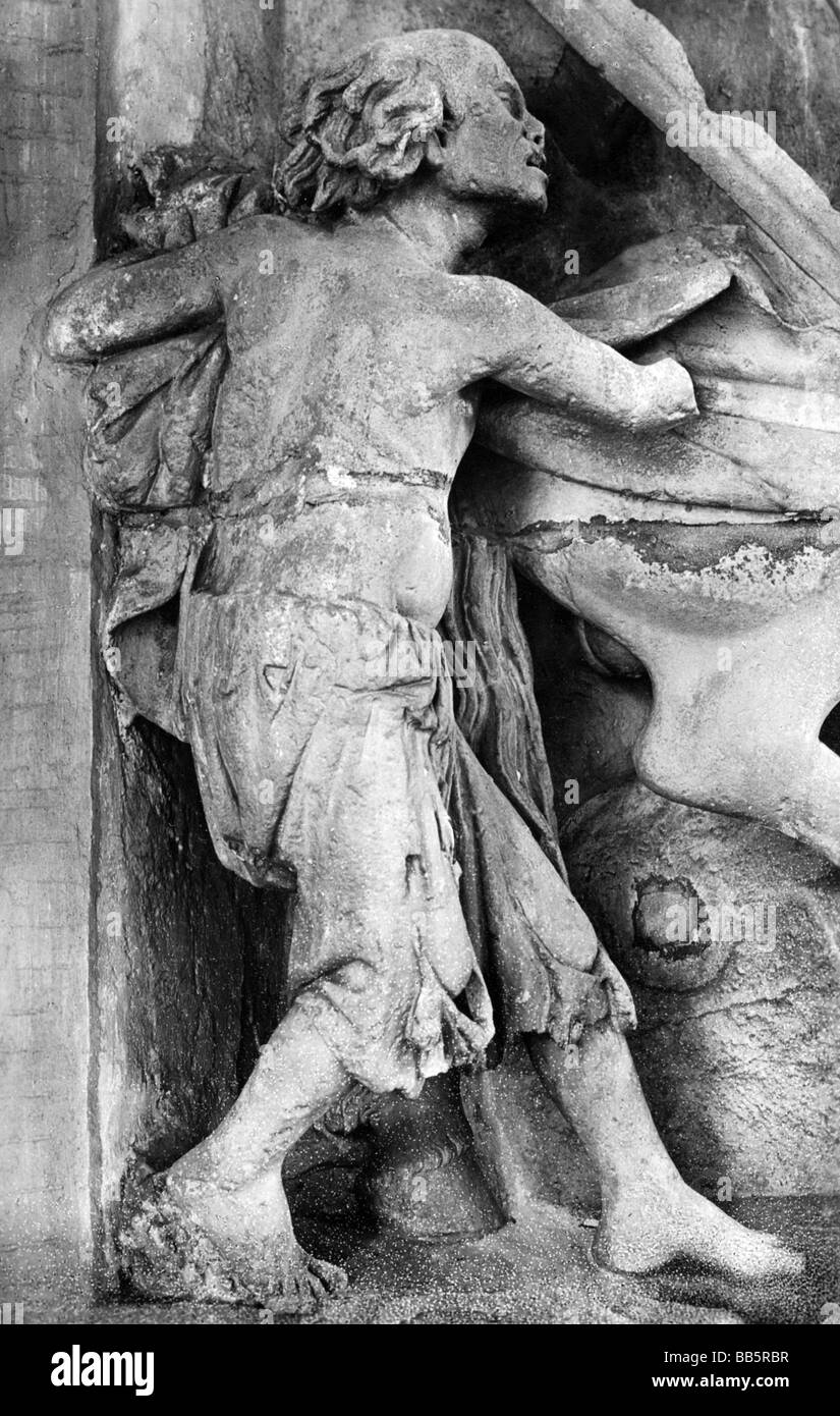 Martin of Tours, circa 316 - 8.11.397, saint, bishop, relief, sandstone, by the 'Naumburg Master', Mainz, Germany, circa 1240, Bassenheim parish church, detail, Stock Photo