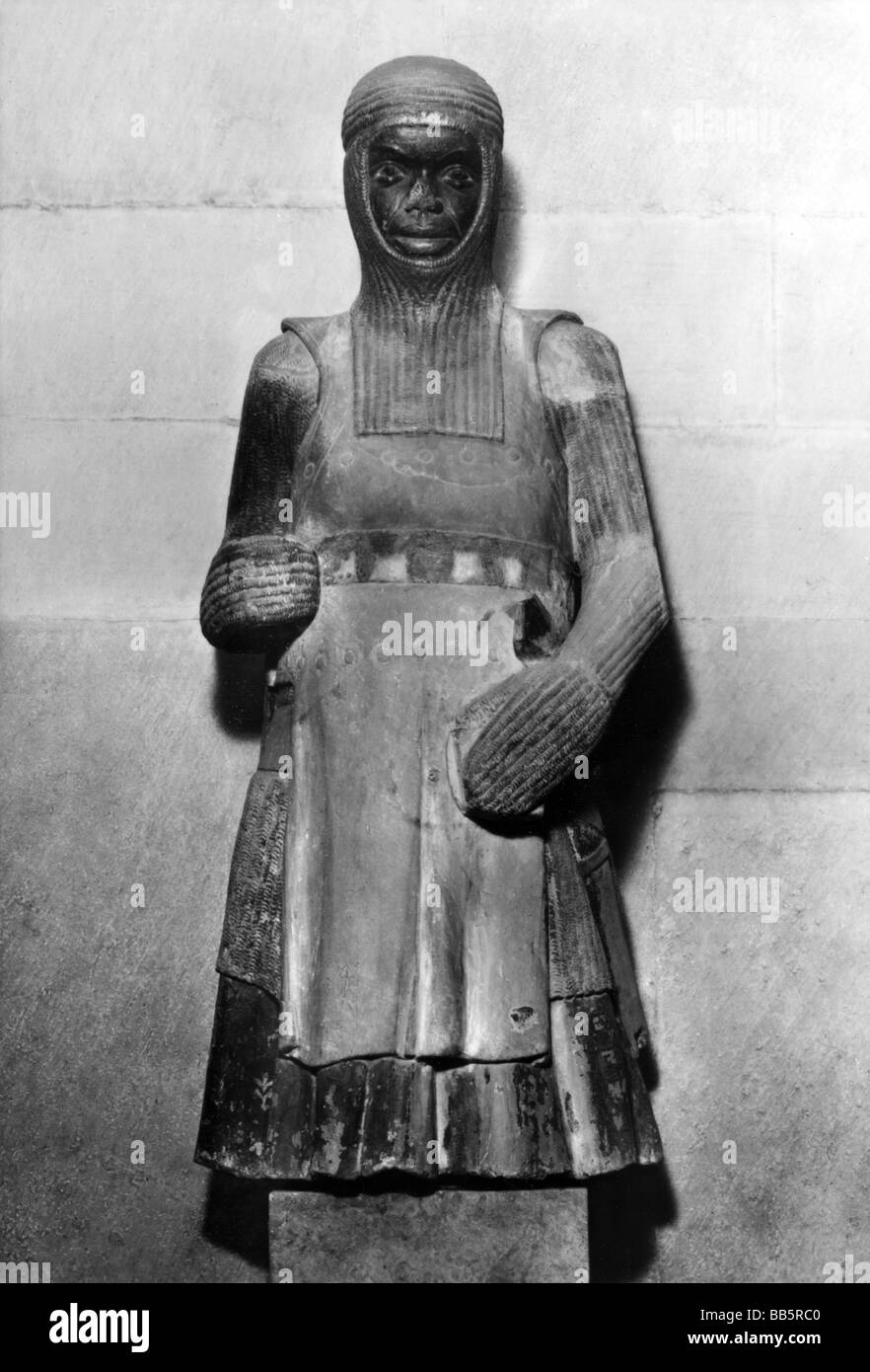 Maurice, + 287, saint, full length, sculpture, sandstone, Germany, circa 1240, Magdeburg cathedral, Stock Photo