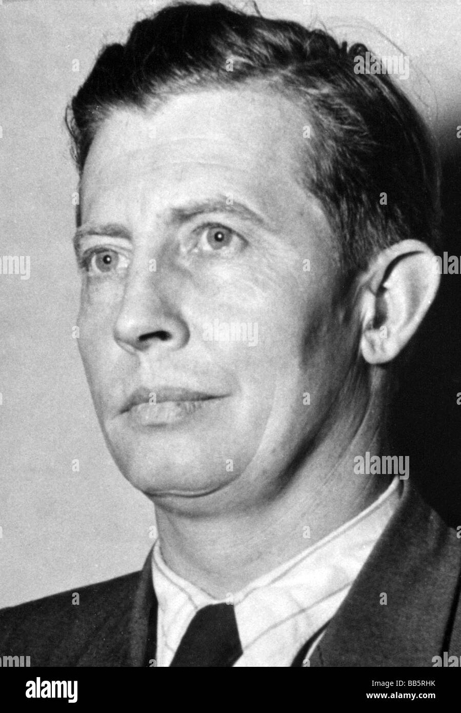 Stain, Walter, 27.12.1916 - 3.2.2001, German politician (GB/BHE), Bavarian Minister for Labour and Social Affairs 1954 - 1962, portrait, 1957, , Stock Photo