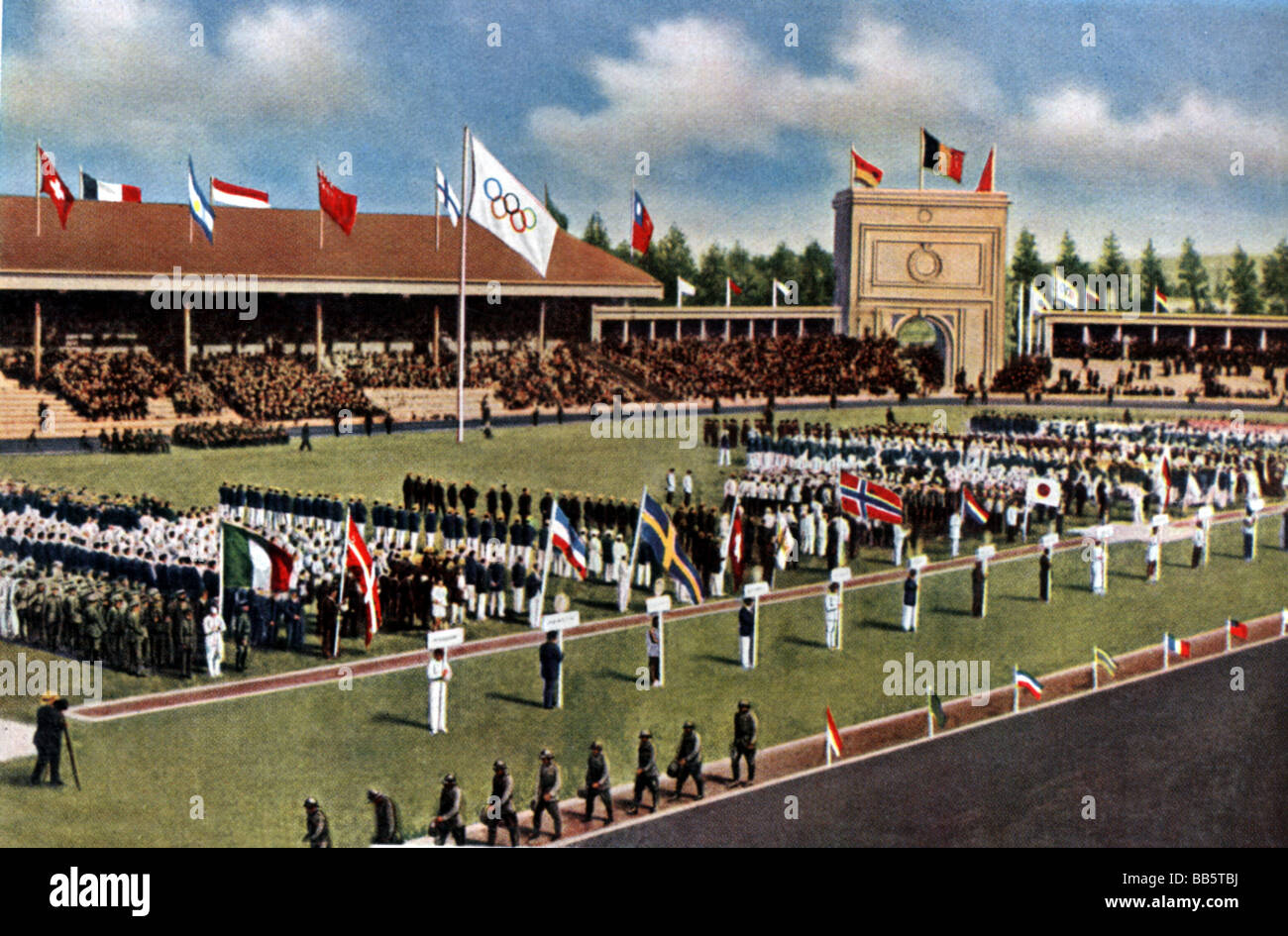 Olympic games opening flags hi-res stock photography and images - Alamy