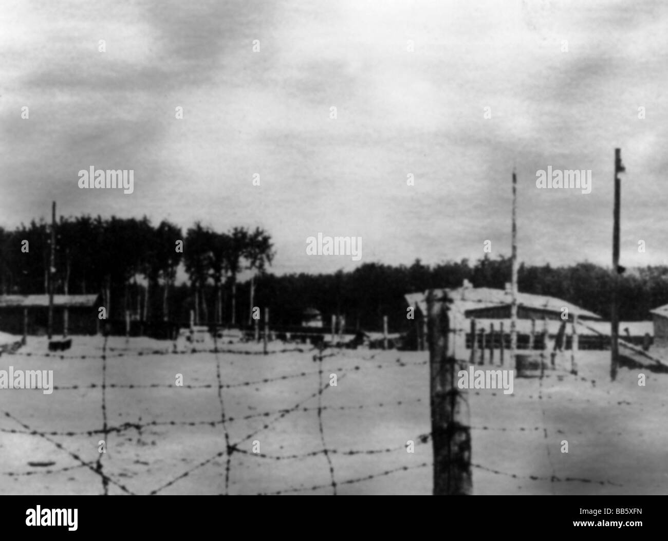 Nazism / National Socialism, crimes, concentration camps, Neu-Stassfurt, subcamp 'Reh' of Buchenwald, mortuary, exterior view, 1945, , Stock Photo
