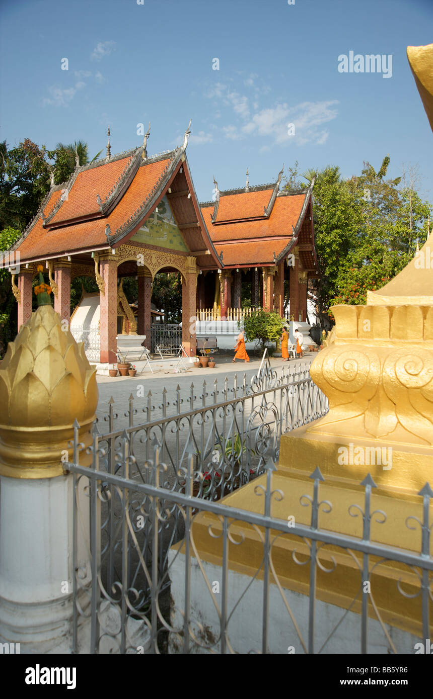The grounds of the Temple of Wat Saen in the old city of Luang Prabang Laos Stock Photo