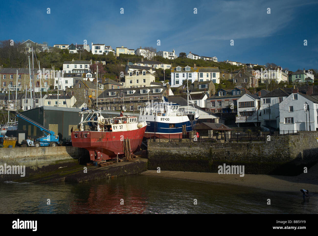 Boatyard at Polruan Cornwall UK Stock Photo