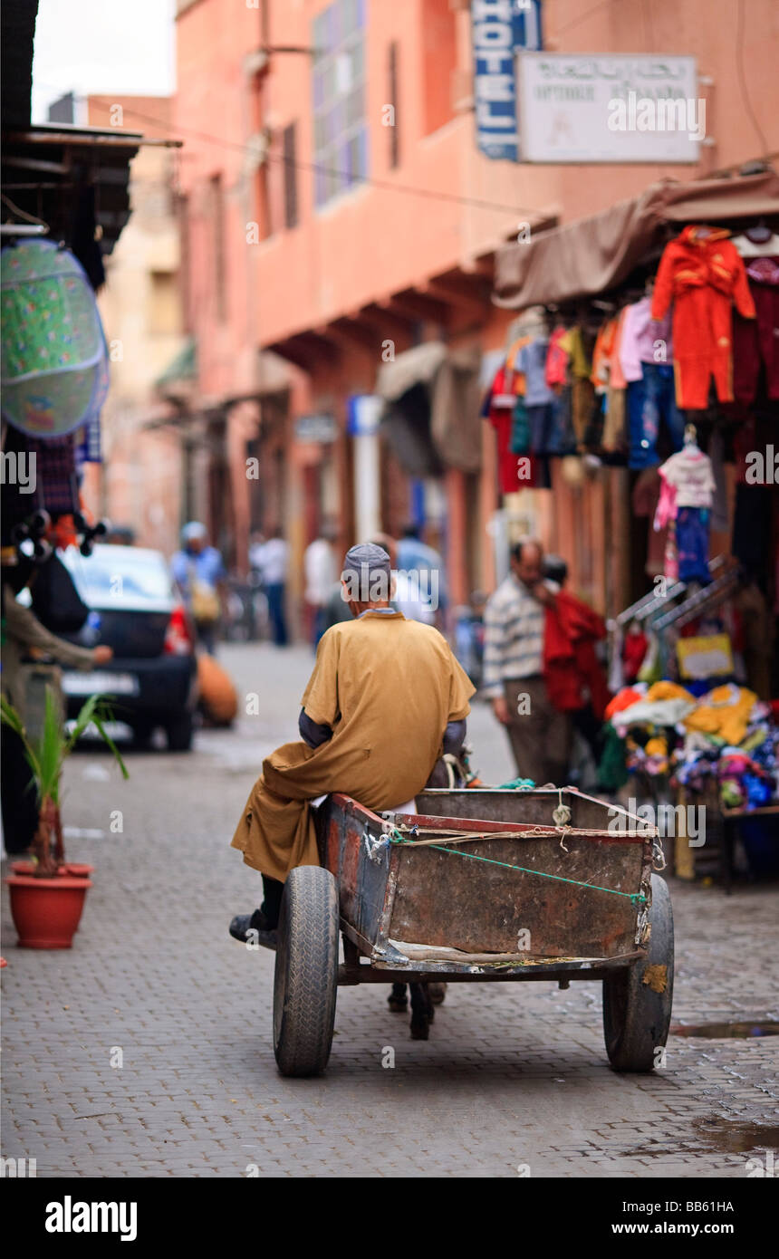 Street life near Djemaa el Fna district; Marrakech, Morocco Stock Photo
