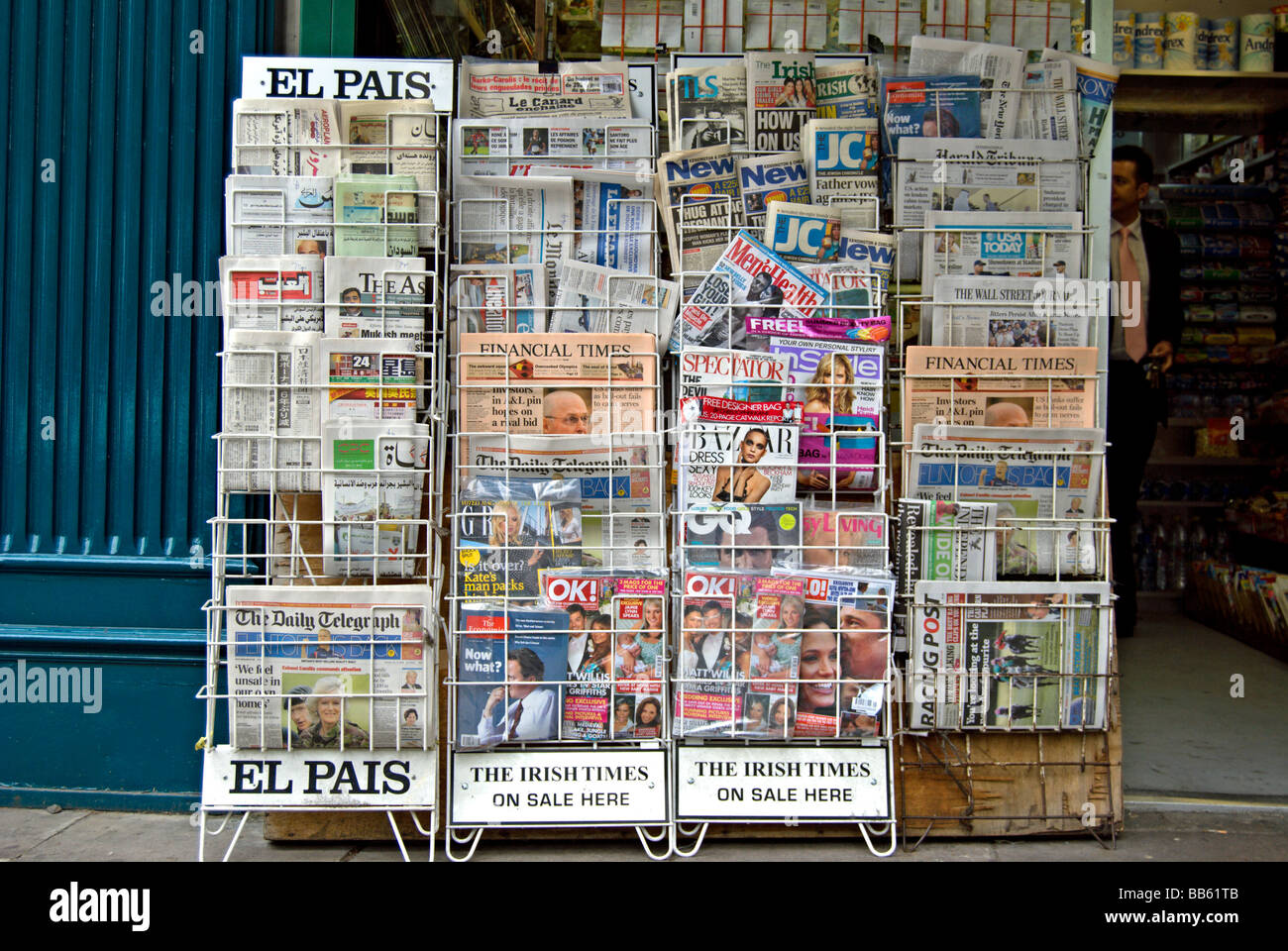 london newsstand with british and international newspapers and magazines Stock Photo