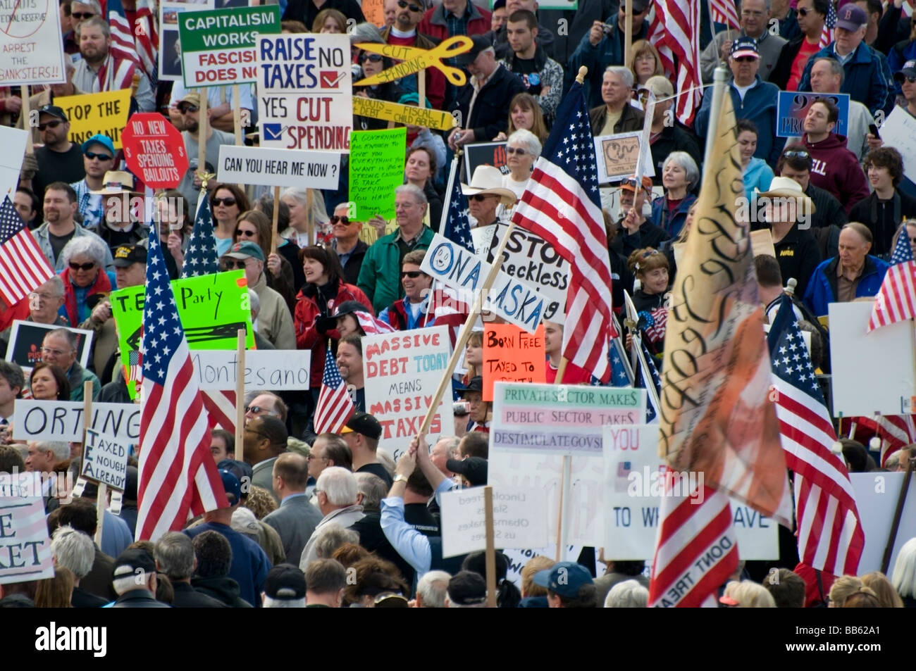 Thousands of people took part in the April 15th political Tea Party Rally in Olympia Washington. Stock Photo