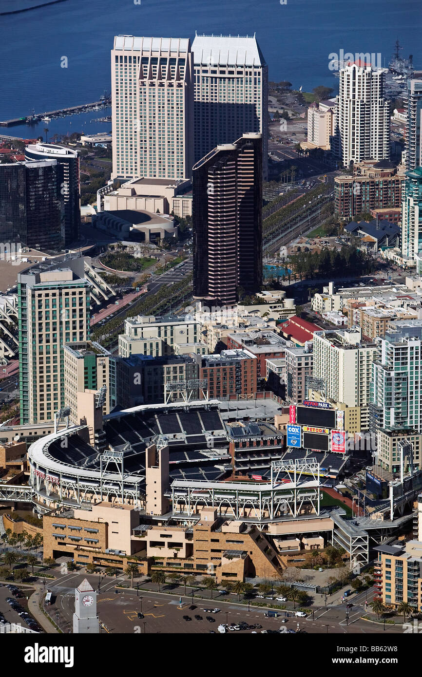 aerial view above Petco Park stadium San Diego California Stock Photo