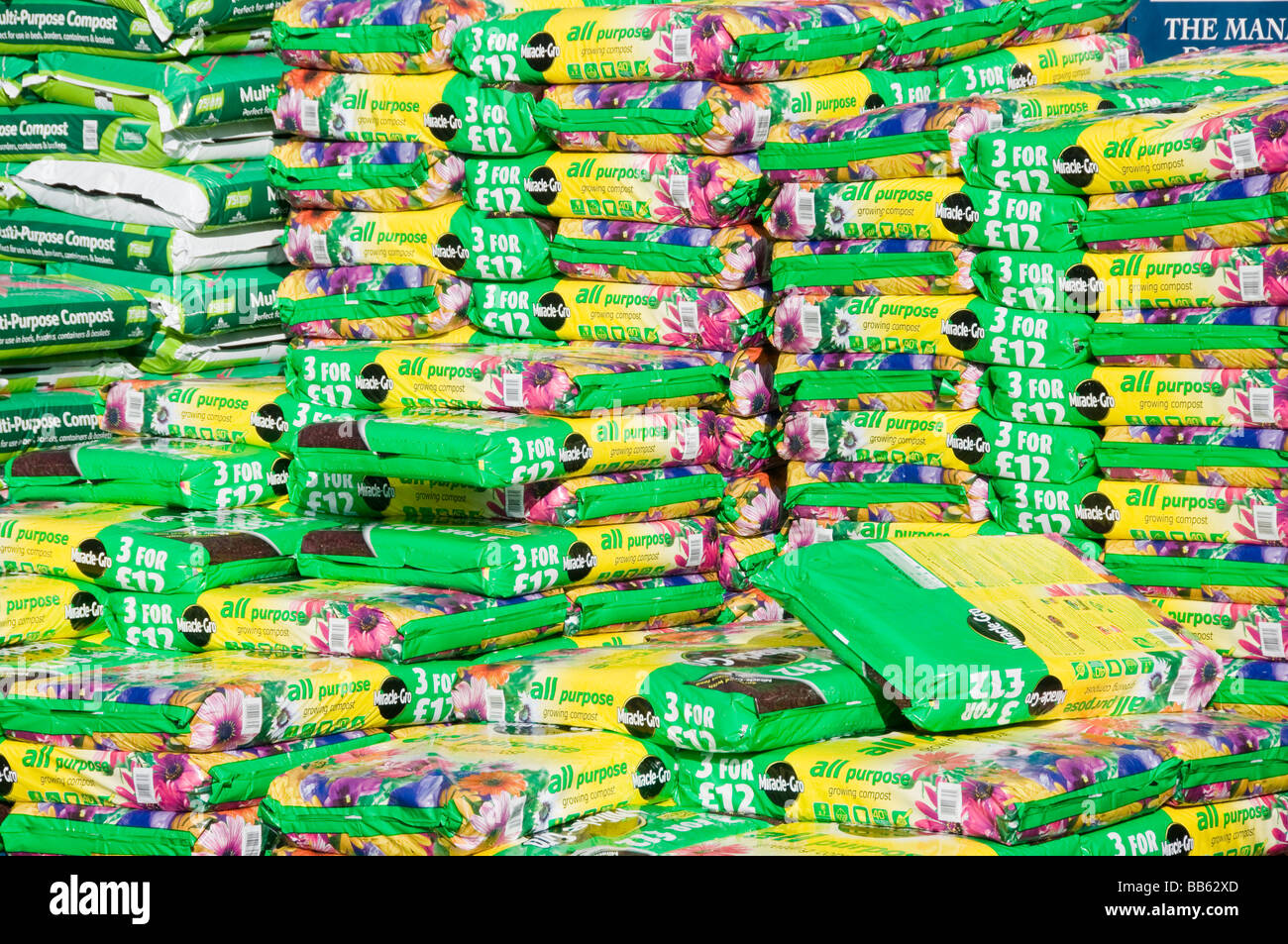 Peat compost at a garden center in Britain Stock Photo