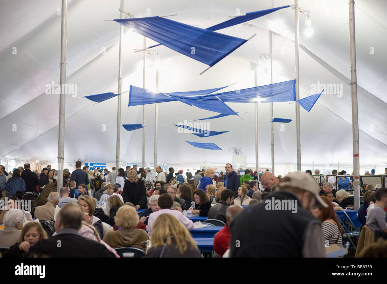Crowds under tent at annual Greek Festival Albany New York Stock Photo