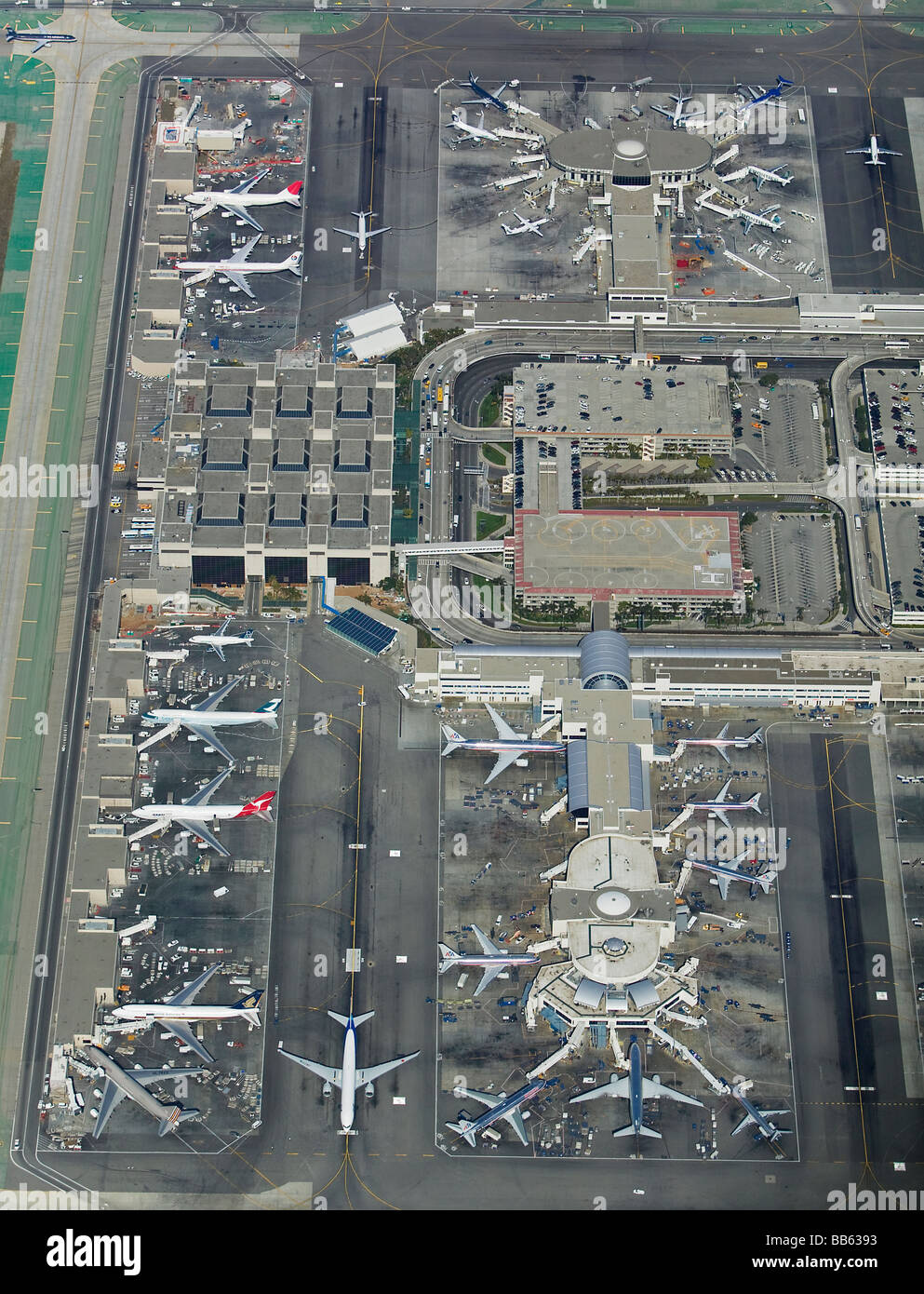 aerial view above Los Angeles International Airport LAX California Stock Photo