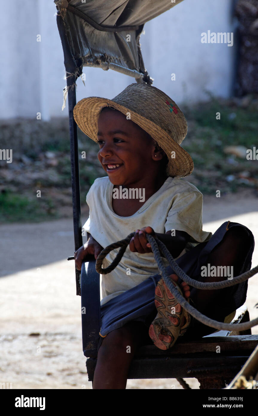 Young Cuban takes the reins, Trinidad, Cuba Stock Photo