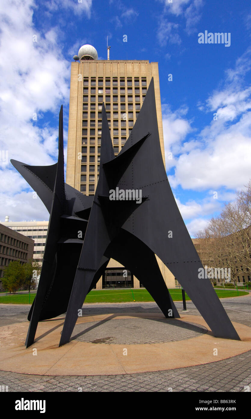 Sculpture The Big Sail in front of the Green Building on McDermott Court of the MIT campus, Cambridge Massachusetts USA Stock Photo