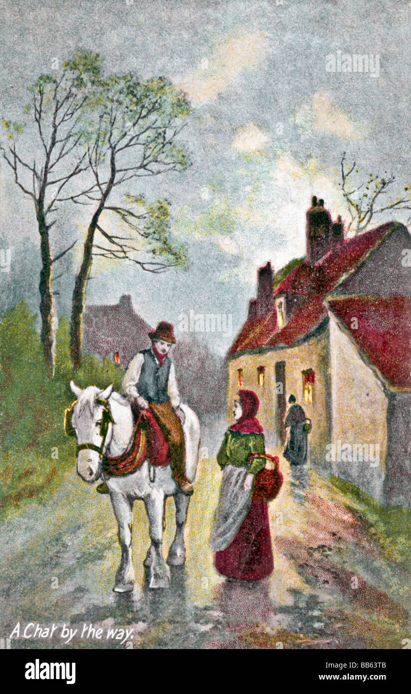 A late Victorian / Edwardian postcard illustration. Country life. Stock Photo