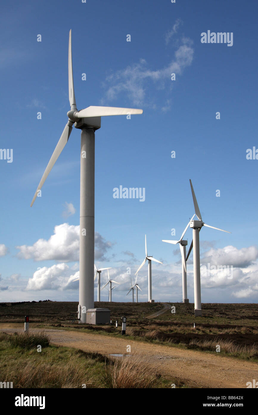 Wind turbines at Ovenden Moor Windfarm, Halifax, West Yorkshire Stock Photo
