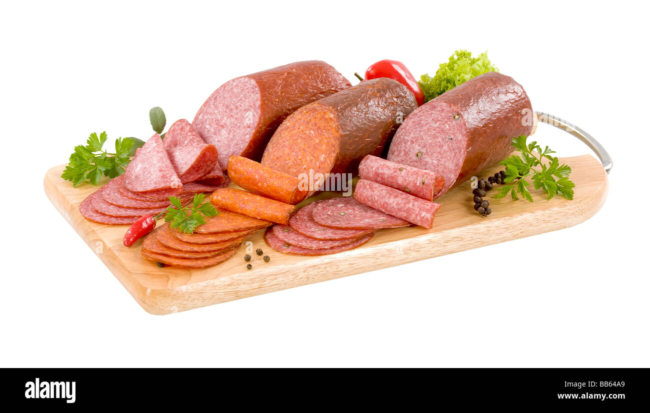 Three types of dry salami Stock Photo Alamy